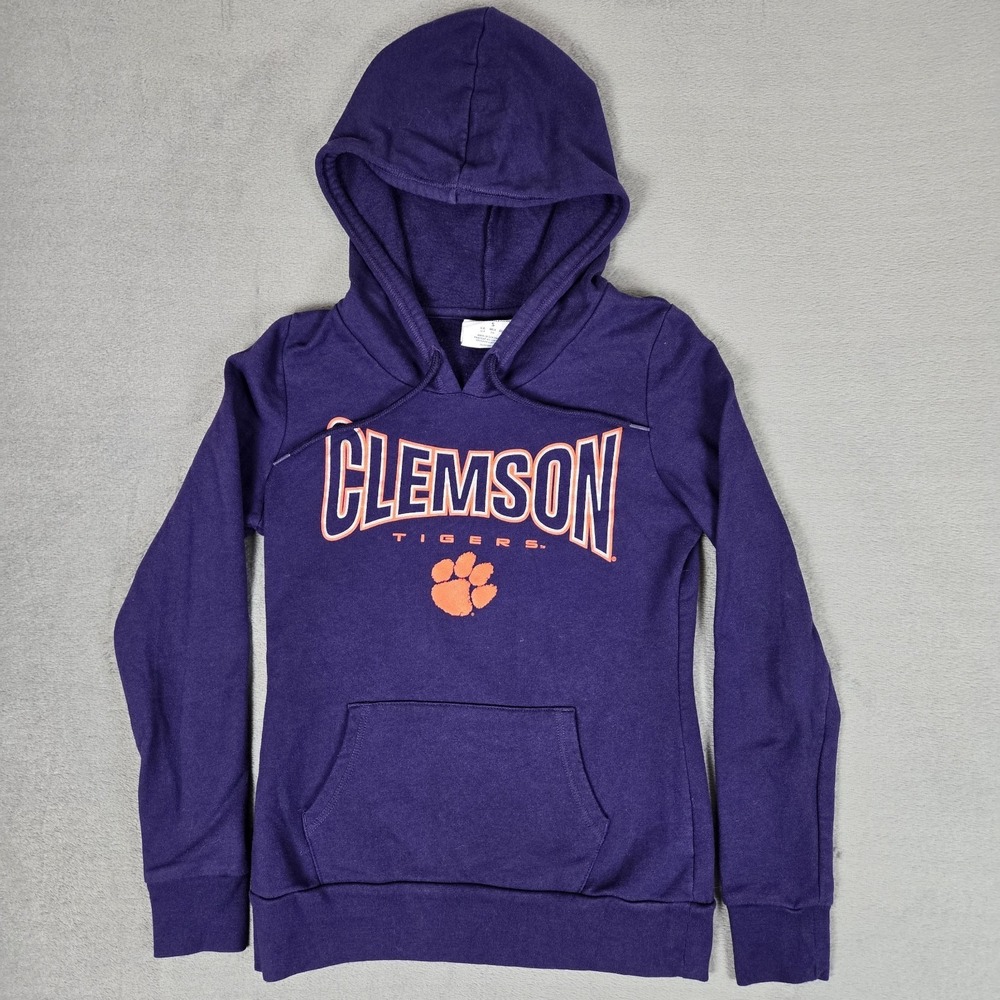 Clemson Tigers Champion Hoodie Womens Small Purple Sweatshirt Pullover‎ Collage